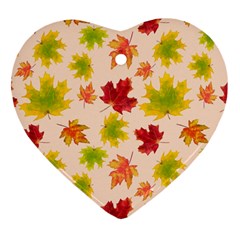 Bright Autumn Leaves Heart Ornament (two Sides) by SychEva