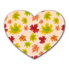 Bright Autumn Leaves Heart Mousepads by SychEva