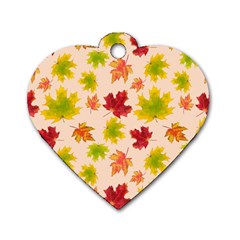Bright Autumn Leaves Dog Tag Heart (two Sides) by SychEva