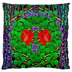 A Island Of Roses In The Calm Sea Large Cushion Case (one Side) by pepitasart