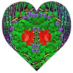 A Island Of Roses In The Calm Sea Wooden Puzzle Heart by pepitasart