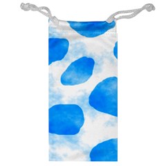 Cloudy Watercolor, Blue Cow Spots, Animal Fur Print Jewelry Bag by Casemiro
