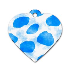 Cloudy Watercolor, Blue Cow Spots, Animal Fur Print Dog Tag Heart (one Side) by Casemiro