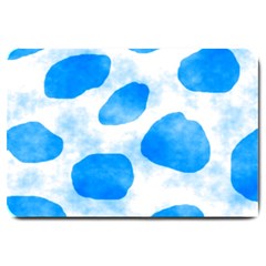 Cloudy Watercolor, Blue Cow Spots, Animal Fur Print Large Doormat  by Casemiro