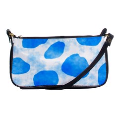 Cloudy Watercolor, Blue Cow Spots, Animal Fur Print Shoulder Clutch Bag by Casemiro