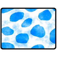 Cloudy Watercolor, Blue Cow Spots, Animal Fur Print Fleece Blanket (large)  by Casemiro