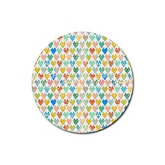Multicolored Hearts Rubber Round Coaster (4 Pack) by SychEva