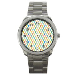 Multicolored Hearts Sport Metal Watch by SychEva
