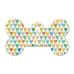 Multicolored Hearts Dog Tag Bone (one Side) by SychEva