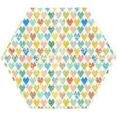 Multicolored Hearts Wooden Puzzle Hexagon by SychEva