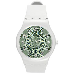 Illusion Waves Pattern Round Plastic Sport Watch (m) by Sparkle