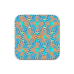 Illusion Waves Pattern Rubber Square Coaster (4 Pack) by Sparkle