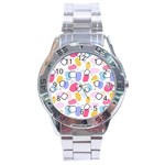 Abstract Multicolored Shapes Stainless Steel Analogue Watch Front