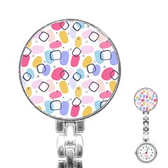 Abstract Multicolored Shapes Stainless Steel Nurses Watch by SychEva