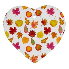 Watercolor Autumn Leaves Ornament (heart) by SychEva