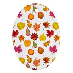 Watercolor Autumn Leaves Oval Ornament (two Sides) by SychEva