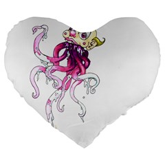 Carnie Squid Large 19  Premium Flano Heart Shape Cushions by Limerence