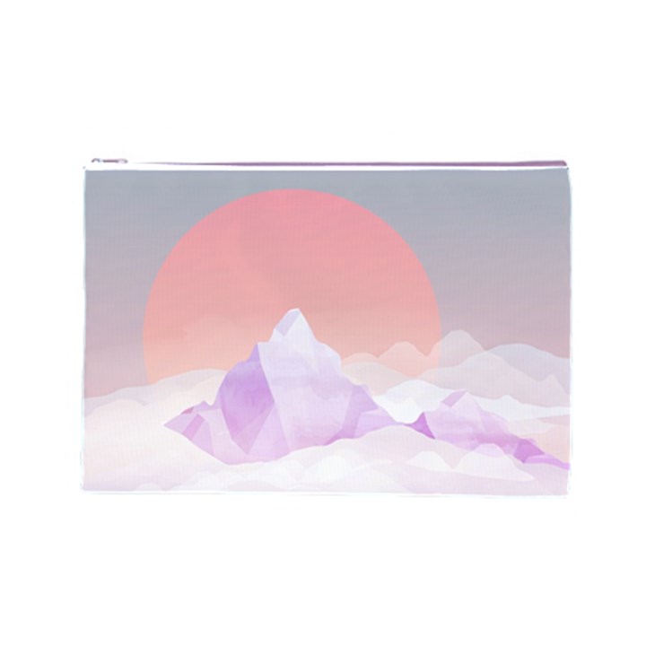 Mountain Sunset Above Clouds Cosmetic Bag (Large)