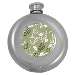 Folk Flowers Print Floral Pattern Ethnic Art Round Hip Flask (5 Oz) by Eskimos