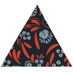 Folk Flowers Print Floral Pattern Ethnic Art Wooden Puzzle Triangle by Eskimos