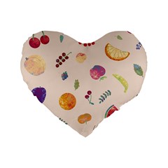 Summer Fruit Standard 16  Premium Flano Heart Shape Cushions by SychEva