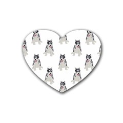 Cute Husky Puppies Rubber Heart Coaster (4 Pack) by SychEva