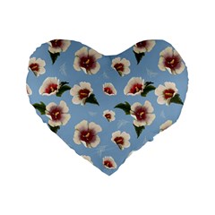 Hibiscus Flowers Standard 16  Premium Flano Heart Shape Cushions by SychEva