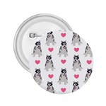 Little Husky With Hearts 2.25  Buttons Front
