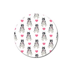 Little Husky With Hearts Magnet 3  (round) by SychEva