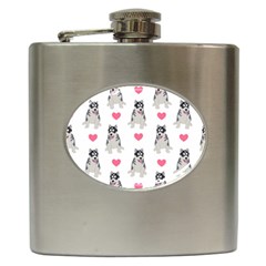 Little Husky With Hearts Hip Flask (6 Oz) by SychEva