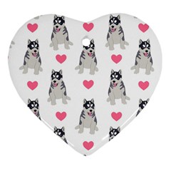 Little Husky With Hearts Heart Ornament (two Sides) by SychEva