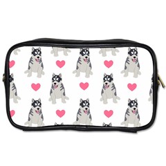 Little Husky With Hearts Toiletries Bag (two Sides) by SychEva