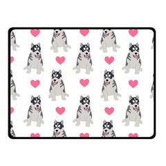Little Husky With Hearts Double Sided Fleece Blanket (small)  by SychEva
