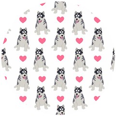 Little Husky With Hearts Wooden Puzzle Round by SychEva