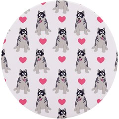 Little Husky With Hearts Uv Print Round Tile Coaster by SychEva