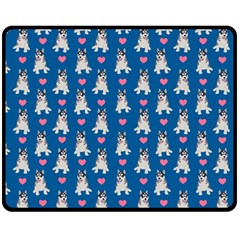 Little Husky With Hearts Fleece Blanket (medium)  by SychEva