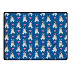 Little Husky With Hearts Fleece Blanket (small) by SychEva