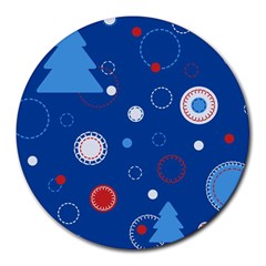 Christmas Pattern Tree Design Round Mousepads