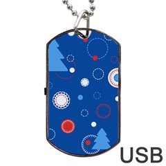 Christmas Pattern Tree Design Dog Tag Usb Flash (two Sides)