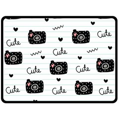 Cute Cameras Doodles Hand Drawn Double Sided Fleece Blanket (large)  by Sapixe