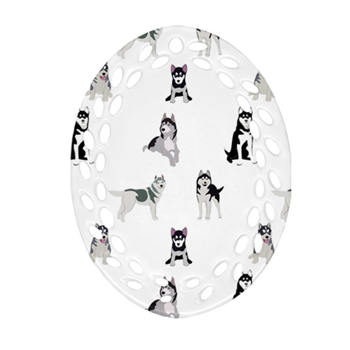 Husky Dogs Oval Filigree Ornament (Two Sides)