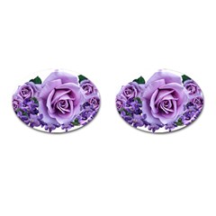 Roses-violets-flowers-arrangement Cufflinks (oval) by Pakrebo