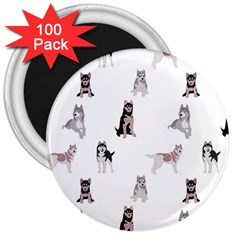 Husky Dogs With Sparkles 3  Magnets (100 Pack) by SychEva