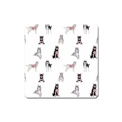 Husky Dogs With Sparkles Square Magnet by SychEva