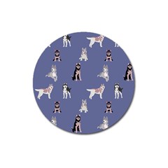 Husky Dogs With Sparkles Magnet 3  (round) by SychEva