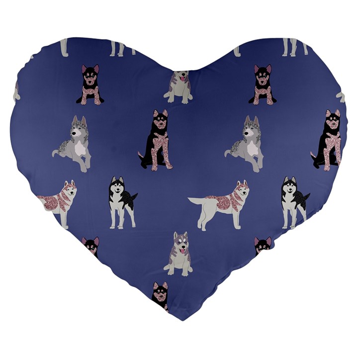 Husky Dogs With Sparkles Large 19  Premium Heart Shape Cushions