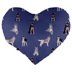 Husky Dogs With Sparkles Large 19  Premium Heart Shape Cushions Back