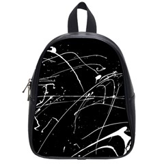 Abstract White Paint Streaks On Black School Bag (small) by VernenInk