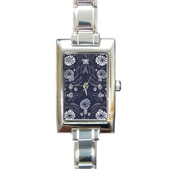 Folk Flowers Print Floral Pattern Ethnic Art Rectangle Italian Charm Watch