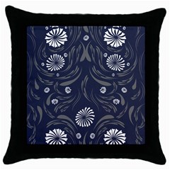 Folk Flowers Print Floral Pattern Ethnic Art Throw Pillow Case (black) by Eskimos